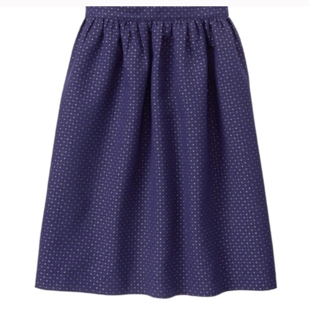 NWT WOMANS SKIRT NAVY SILVER DOT MIDI SIZES 8 & 10